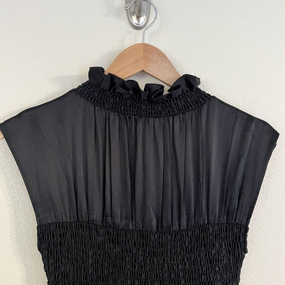 MARYSIA RESORT Lesbos 100% Silk Smocked Midi Dress in Black - Picture 10 of 10